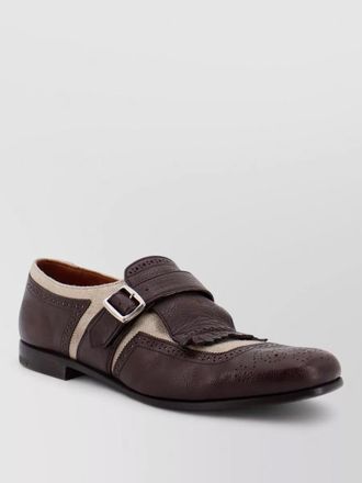 Churchs monk strap shoes buckle fringe perforated design