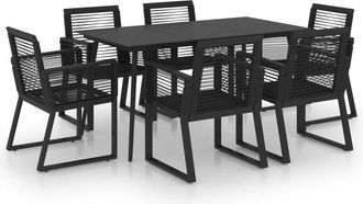 vidaXL 7 Pcs Dining Set Para Black Pvc Vime Garden