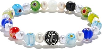 Eye Candy Los Angeles Mens Milliefiori Quatrefoil Bead Stretch Bracelet in White at Nordstrom Rack