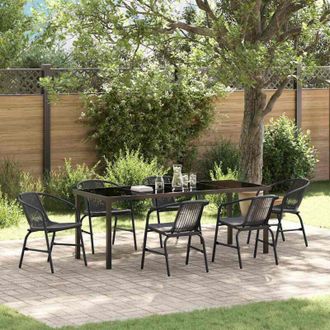 vidaXL Conjunto De Comedor De Jard&iacute;n 7 Pcs Negro Vidaxl