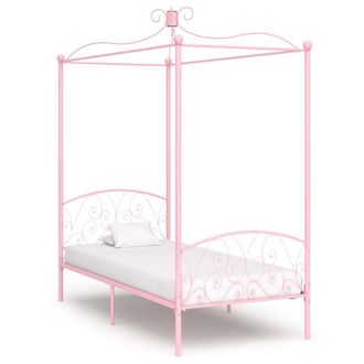 vidaXL Estructura De Cama Con Dosel Sin Colch&oacute;n Metal Rosa 90x200 Cm Vidaxl