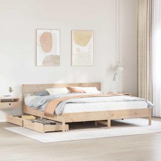 vidaXL Vidaxl - Estructura De Cama Sin Colch&oacute;n Madera Maciza De Pino 200x200 Cm