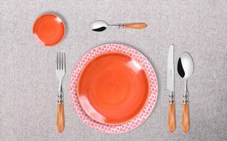 Bugatti Aladdin Ghiera Cromata, Posate Set 24 Pz, Scatola Compact, Casa Bugatti - Colore: Tangerine - Ghiera: Cromata