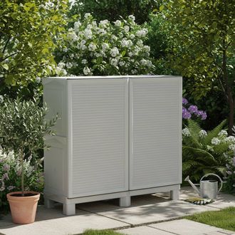 Dmora Armario Para Exteriores O Interior Multiusos, M&oacute;vil De 2 Puertas Y 1 Estante De Polipropileno, 100% Made In Italy, 100x39h92 Cm, Color Gris Claro - Dm