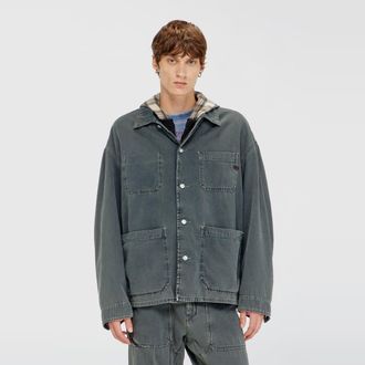 Diesel Utility-style jacket in coloured denim - Denim Jackets - Unisex - Grey