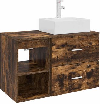 vidaXL Juego De Muebles De Ba&ntilde;o 2 Uds. Roble Ahumado Vidaxl