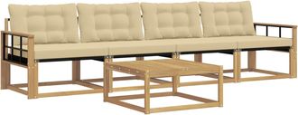 vidaXL Conjunto De Sof&aacute;s De Exterior 5 Uds. Y Beige Vidaxl