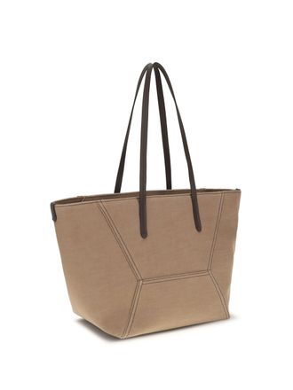 Brunello Cucinelli Womens Shoulder Bag Canvas Camel Cotton Handbags Hand