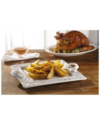 American Atelier Dnu American Atelier Bianca Leaf 15.25In Square Platter