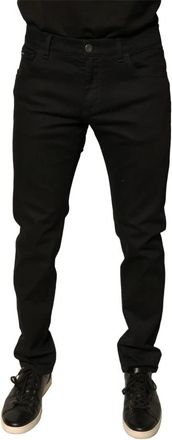 Dolce & Gabbana Zwarte Bloemen Slim Fit Denim Jeans met Rits - Heren - Slim Fit Jeans - Zwart - L - Denim - Jeans
