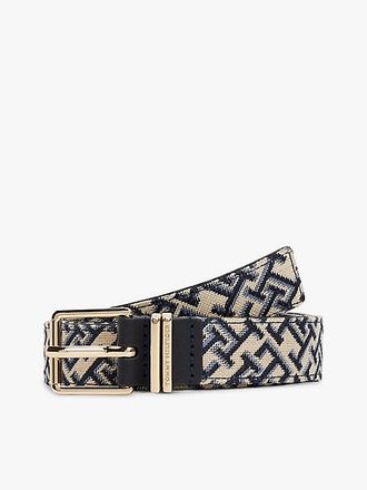 Tommy Hilfiger Jacquard Double Keeper Square Buckle Belt