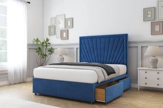 Comfort Beds Kensington Plush Divan Base 2 Drawers - 26 Headboard in Navy | Size: Small Single