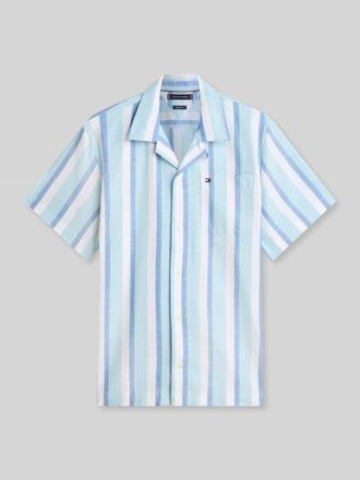 Tommy Hilfiger Regular Fit Kurzarmhemd aus reiner Baumwolle in Aqua, Gr&ouml;&szlig;e XXL