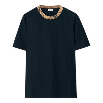 Burberry 26 Check Trim Cotton T-shirt Navy 81189591