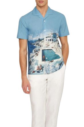 Orlebar Brown Photographic-Print Shirt - Blue