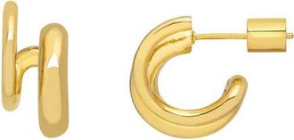 Estella Bartlett Minimalist Double Illusion Hoop Earrings in Gold at Nordstrom
