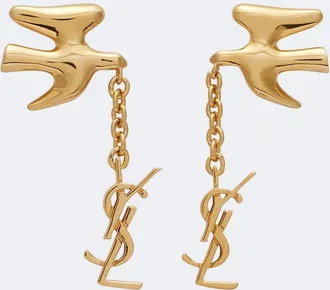 Saint Laurent Cassandre brass earrings