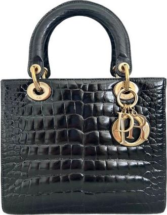 Dior Medium Lady Dior Black Alligator Bag