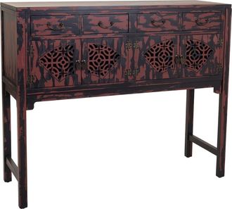 Wanderlust Deco Wanderlust Deco - Recibidor De Madera Rojo 120x40x102
