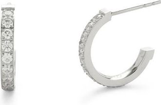 Brook & York Polished Stainless Steel & Cubic Zirconia Hoop Earrings in Silver at Nordstrom