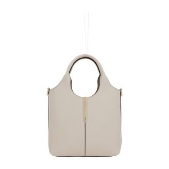 Tod's Shopping Bags, female, White, ONE SIZE, White Leather Tote Bag with Gold Hardware
