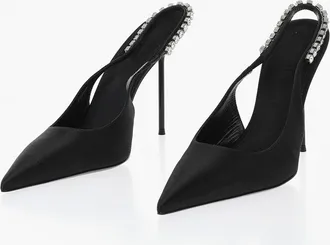 PARIS TEXAS Satin Slingbacks LIDIA With Crystal-Embellished Strap 11cm Heel Paris Texas