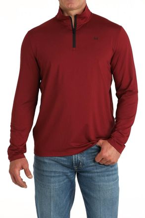 Cinch Mens Arenaflex Quarter Zip Top In Burgundy