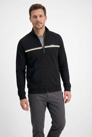 HUGO BOSS Sweatjacke BOSS Authentic, Damen, Gr. XXL, schwarz 001, Sweatware, Obermaterial: 100% Baumwolle, unifarben, regular fit normal, B&uuml;ndchen, Sweatjacken 