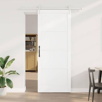 vidaXL Puerta Corredera Vidaxl Con Juego De Accesorios Blanca 93x232 Cm Madera Maciza De Pino