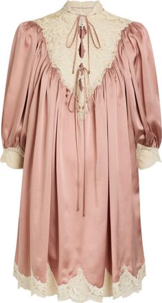 Chlo&eacute; Lace and Silk Mini Dress - Light Pink - 38 (UK10 / S)