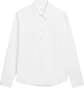 Ami Witte Katoenen Popeline Overhemd - Klassiek - Heren - Zakelijke Overhemden - Wit - XL - Katoen - Overhemden