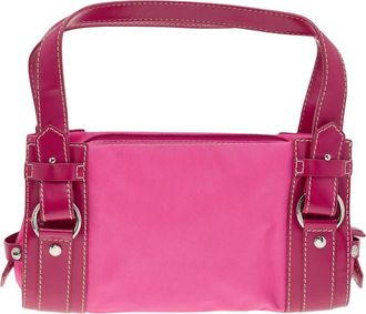 Lancel Pink Canvas And Leather Shoulder Bag