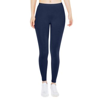 Generic Womens Low Waisted Stretch Leggings Solid Basic Capri Pants Slim Fit Yoga Trousers Breathable Tights for Women Soft Stretchy Pants Navy