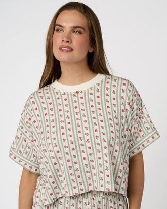 WeWoreWhat Cropped Sleep Tee in Ivory Multi at Nordstrom, Size X-Small