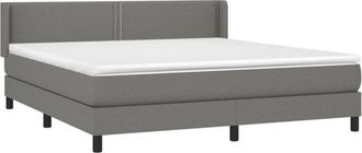 vidaXL Cama Box Spring Con Colch&oacute;n Tela Gris Oscuro 180x200 Cm Vidaxl