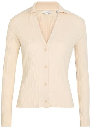 Vince Ribbed Cotton and Modal-blend Cardigan - Off White - S (UK8-10 / S)