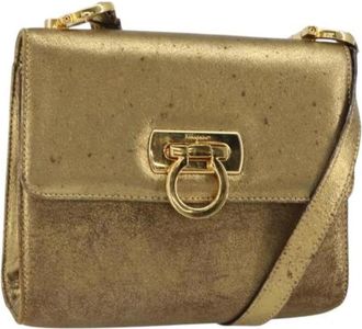 Ferragamo Pre-owned Cross Body Bags, female, Yellow, Size: ONE SIZE Pre-owned Leather Shoulder Bag