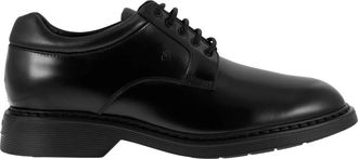 Hogan Klassieke leren veterschoen met rubberen zool - Heren - Nette schoenen - Zwart - 39 1/2 EU - Leer - Schoenen