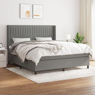 vidaXL Vidaxl - Cama Box Spring Con Colch&oacute;n Tela Gris Oscuro 180x200 Cm