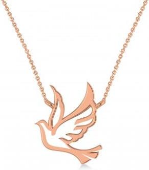 Allurez Flying Dove Bird Charm Pendant Necklace 14K Rose Gold
