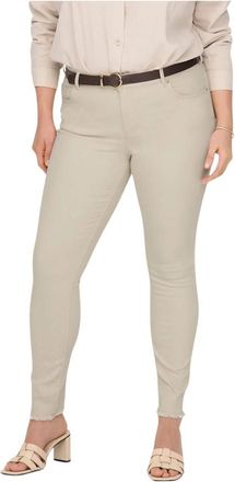 Only Carmakoma Enkel Raw Denim Jeans - Dames - Skinny Jeans - Beige - 3XL - Denim - Jeans