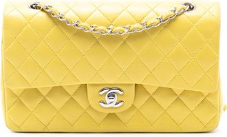 Chanel Yellow Medium Classic Lambskin Double Flap