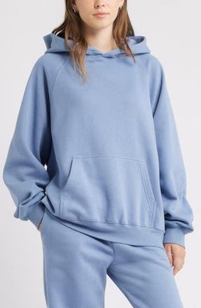 BP. Fleece Detail Oversize Raglan Hoodie in Blue Country at Nordstrom Rack, Size X-Small
