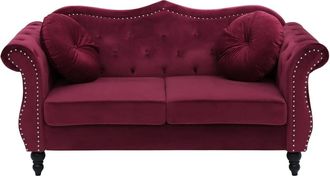 Beliani Sof&aacute; de 2 plazas 2 personas de terciopelo rojo