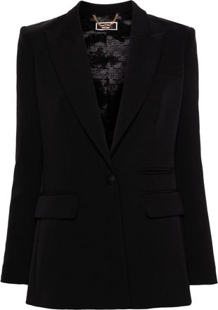 Elisabetta Franchi single-breasted crepe blazer - women - Polyester/Spandex/Elastane/Polyester - 44 - Black