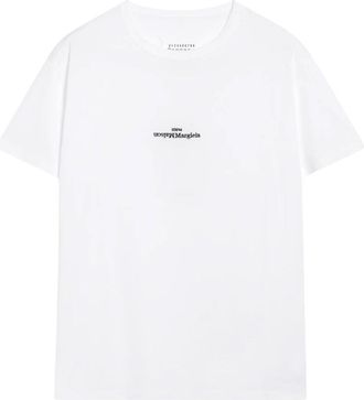 Maison Margiela Omgekeerd Logo T-shirt - Dames - T-shirts - Wit - S - Katoen - Tops