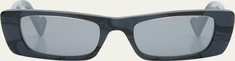 Gucci Monochromatic Rectangle Sunglasses w/ Interlocking G Temples