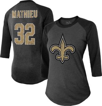 Majestic Threads Womens Majestic Threads Tyrann Mathieu Black New Orleans Saints Name & Number Raglan 3/4 Sleeve T-Shirt at Nordstrom, Size Medium