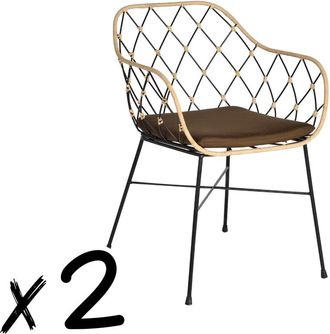 Giner&Colomer Set de 2 sillones de ratán y patas en metal