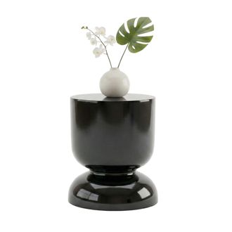 Relaxdays Relaxdays Mesa Auxiliar Y Taburete, Dise&ntilde;o Reloj De Arena, Decoraci&oacute;n Sal&oacute;n, Hxd: 46 X 36 Cm, Metal, Negro